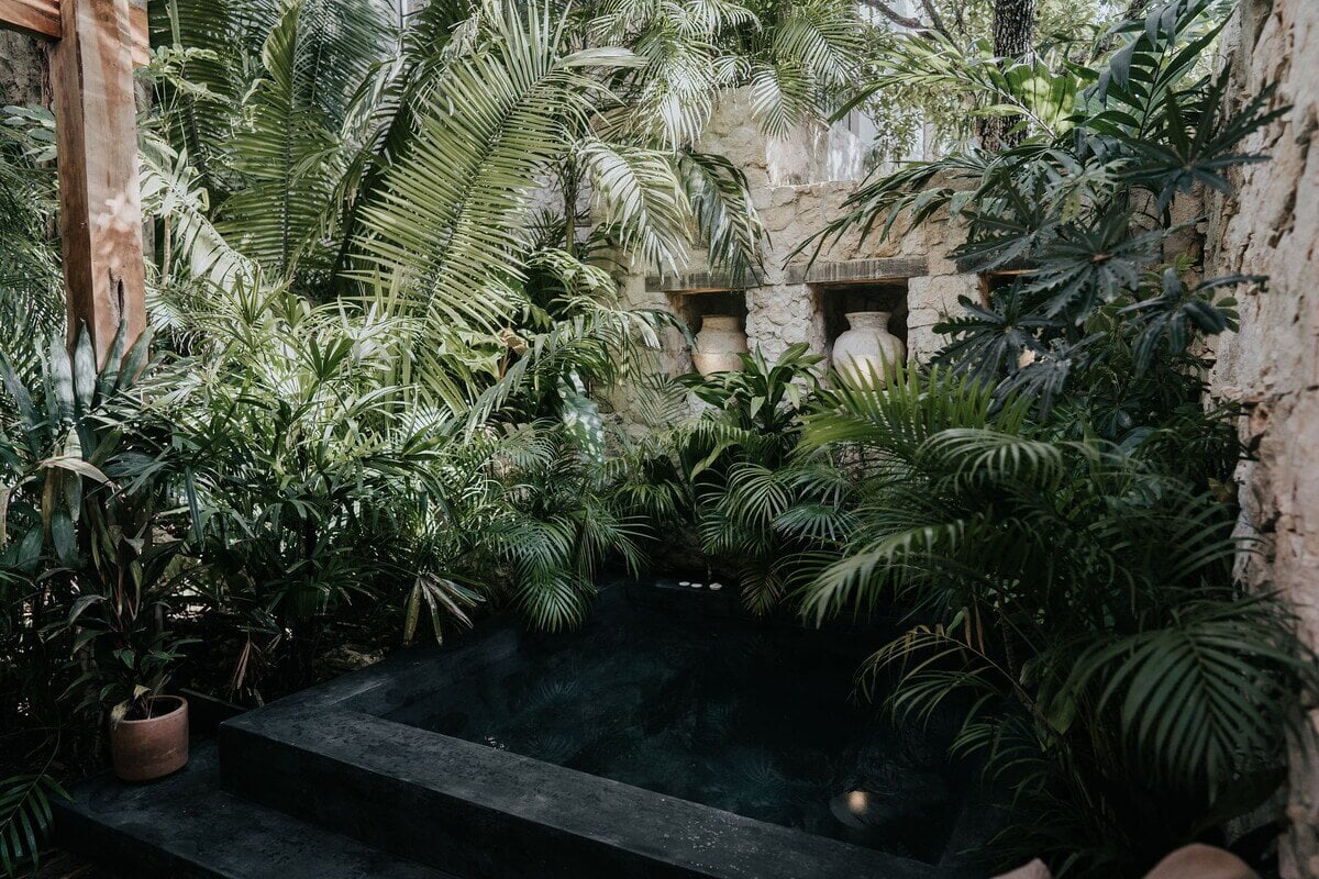 A Design SPA Apartment in Tulum Surrounded by Nature 23 outdoor-pool-greenery-airbnb-tulum-nordroom