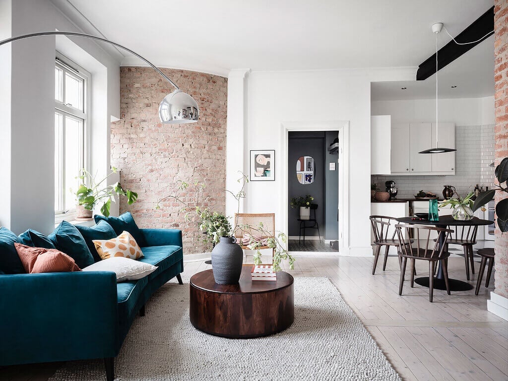 A Scandinavian Apartment with Exposed Brick Wall and Colorful Touches 3 scandinavian apartment exposed brick nordroom2 A Scandinavian Apartment with Exposed Brick Wall and Colorful Touches