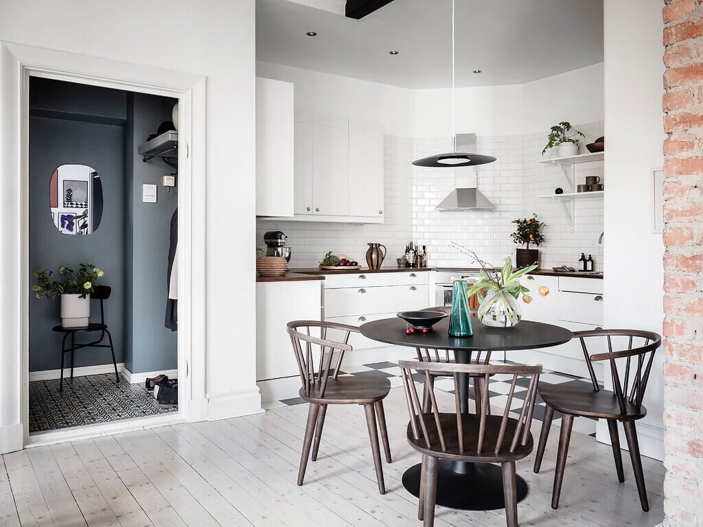 A Scandinavian Apartment with Exposed Brick Wall and Colorful Touches 6 scandinavian apartment exposed brick nordroom6 A Scandinavian Apartment with Exposed Brick Wall and Colorful Touches