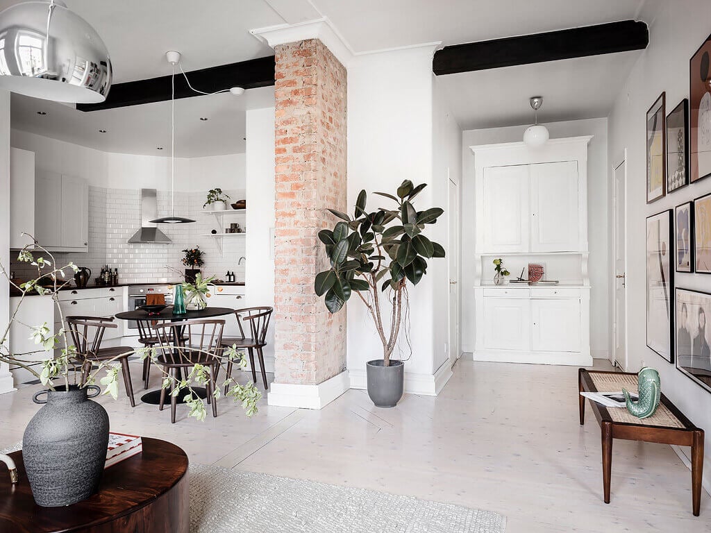 A Scandinavian Apartment with Exposed Brick Wall and Colorful Touches 8 scandinavian apartment exposed brick nordroom8 A Scandinavian Apartment with Exposed Brick Wall and Colorful Touches