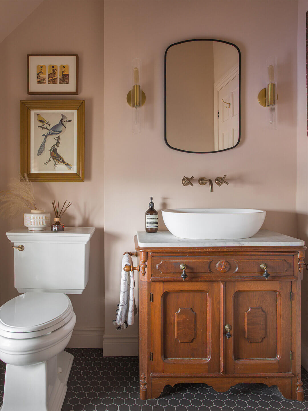 89 Pink Bathroom Ideas: From Hot Pink Walls to Blush Tiles 61 1920s country house christine flynn nordroom7 89 Pink Bathroom Ideas: From Hot Pink Walls to Blush Tiles