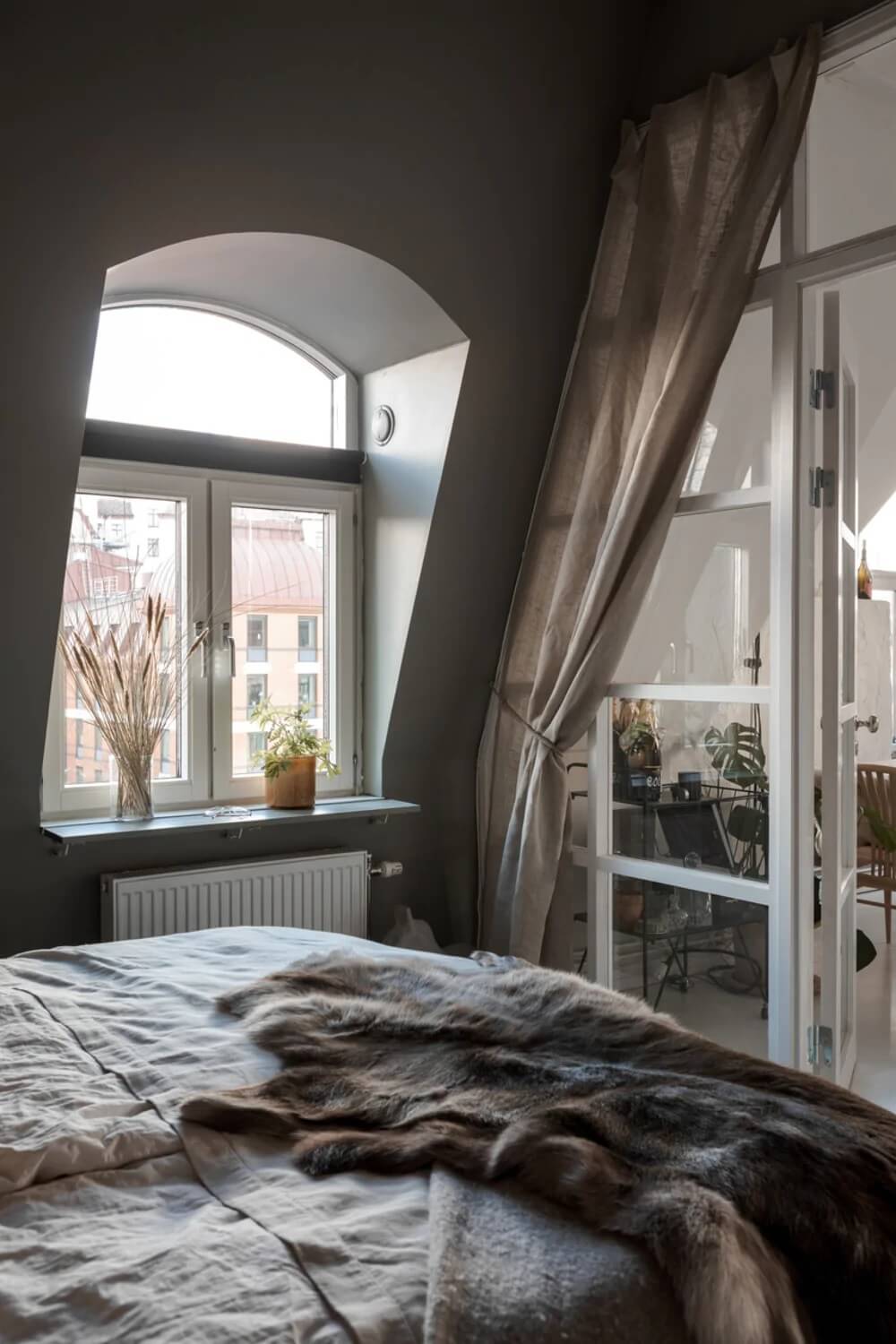 An Attic Apartment Turned Bright with White Paint and Glass Walls 12 bright attic apartmentg glass wall nordroom11 An Attic Apartment Turned Bright with White Paint and Glass Walls