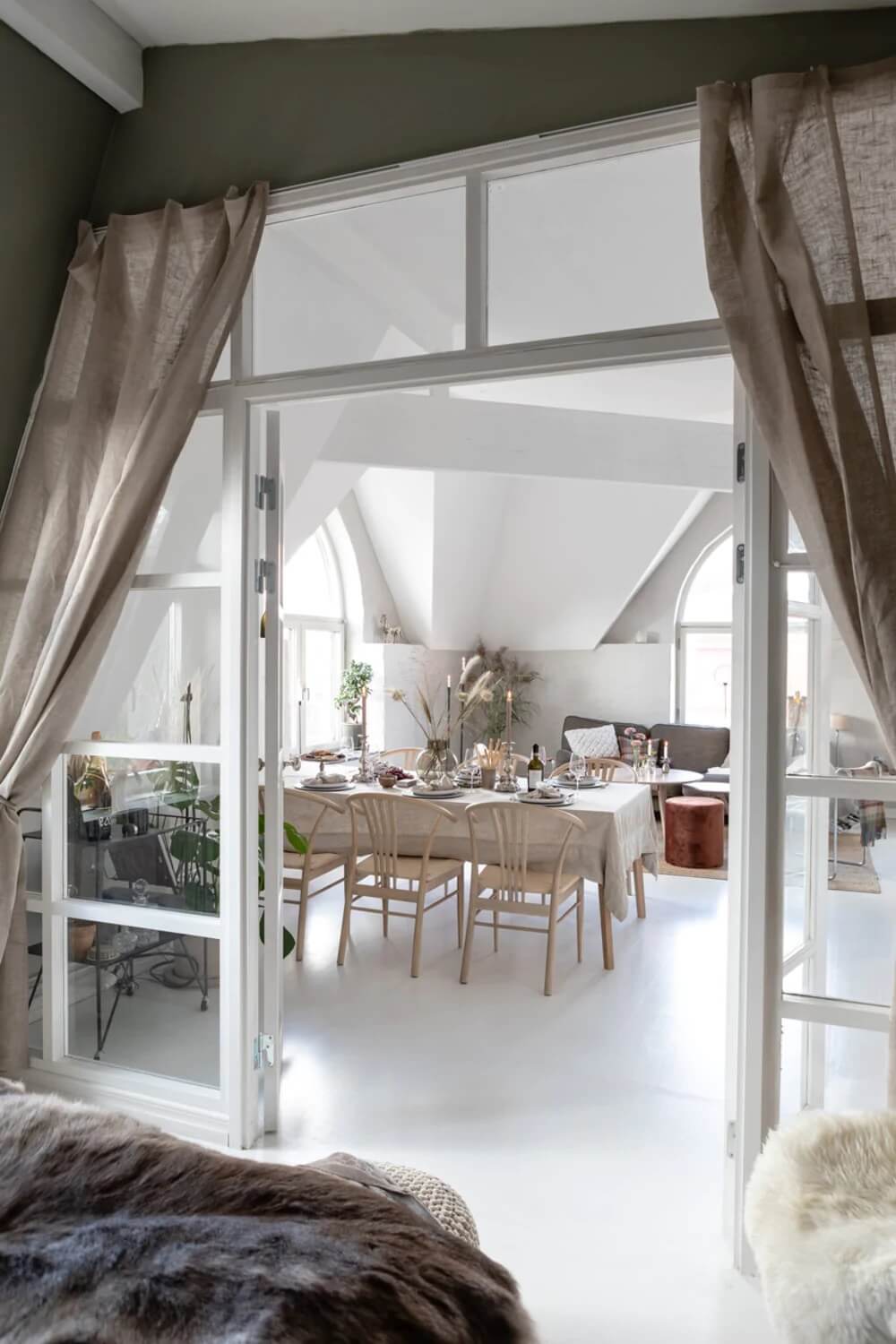 An Attic Apartment Turned Bright with White Paint and Glass Walls 13 bright attic apartmentg glass wall nordroom12 An Attic Apartment Turned Bright with White Paint and Glass Walls