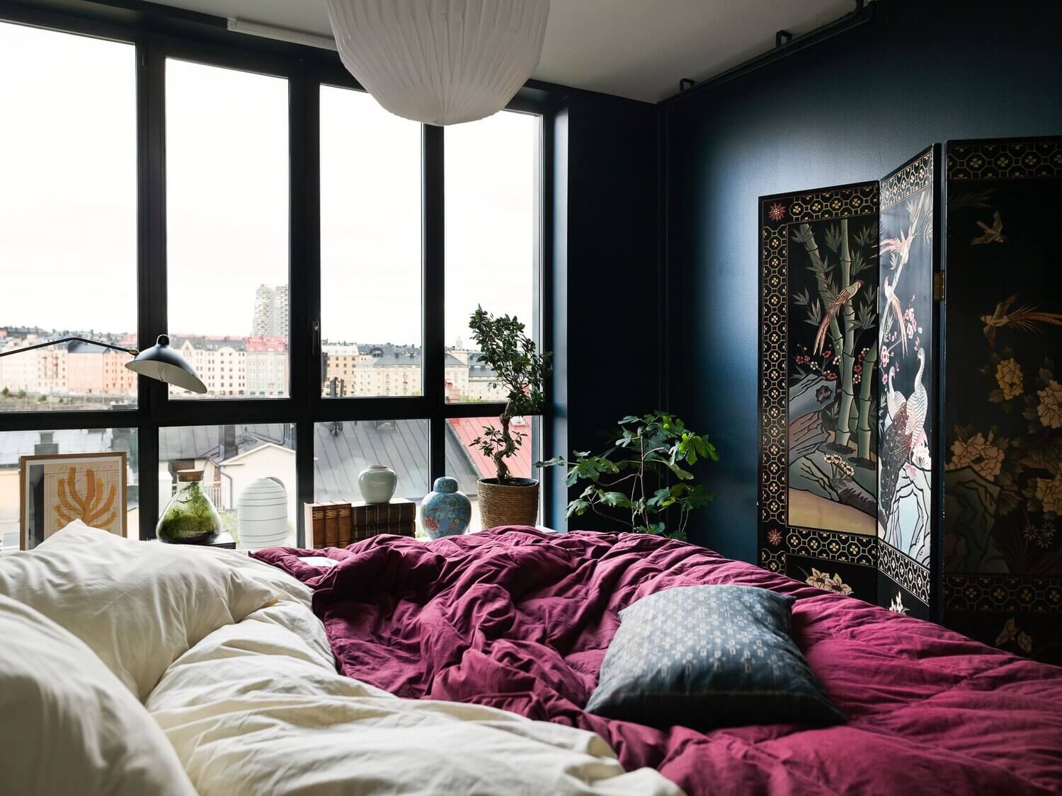 A Light Book-Filled Apartment With A Deep Blue Bedroom 12 light book filled apartment blue bedroom nordroom11 A Light Book-Filled Apartment With A Deep Blue Bedroom
