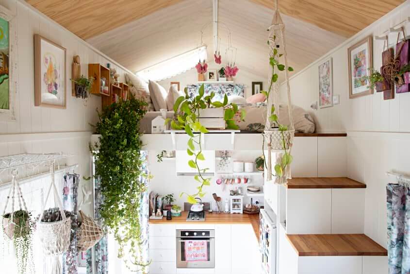 A Light and Plant-Filled Tiny House with Two Sleeping Lofts 10 tiny house plants nordroom10 A Light and Plant-Filled Tiny House with Two Sleeping Lofts