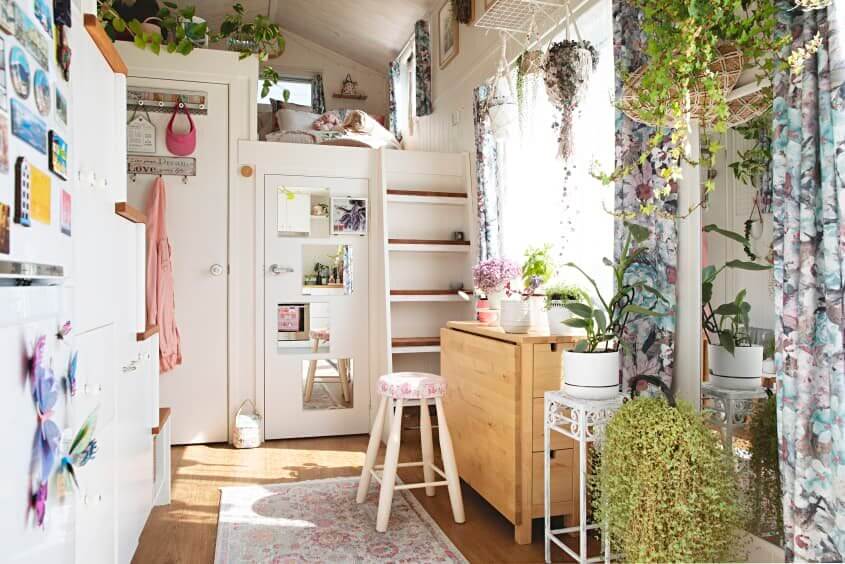 A Light and Plant-Filled Tiny House with Two Sleeping Lofts 14 tiny house plants nordroom14 A Light and Plant-Filled Tiny House with Two Sleeping Lofts