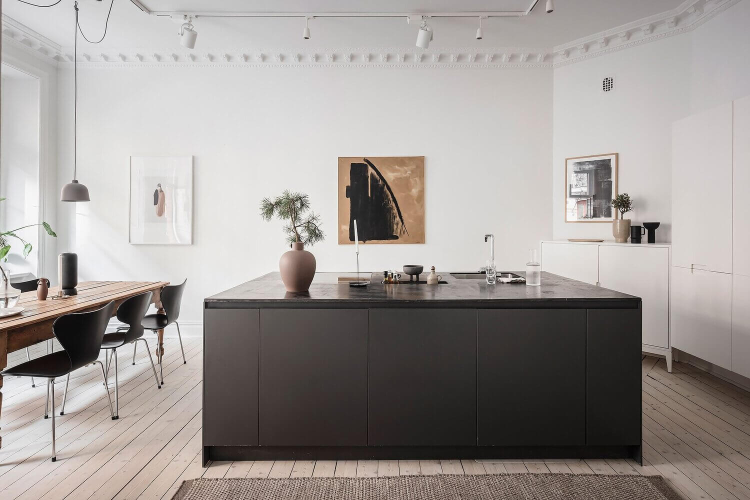 A White Scandinavian Apartment With A Sleek Dark Grey Kitchen 6 white scandinavian apartment grey kitchen nordroom5 A White Scandinavian Apartment With A Sleek Dark Grey Kitchen