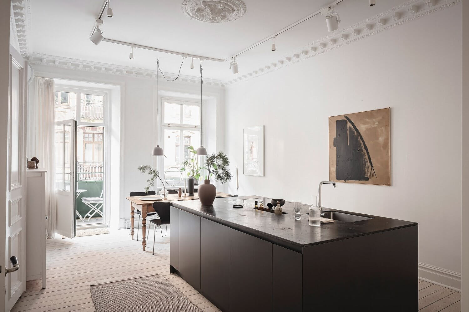 A White Scandinavian Apartment With A Sleek Dark Grey Kitchen 7 white scandinavian apartment grey kitchen nordroom6 A White Scandinavian Apartment With A Sleek Dark Grey Kitchen