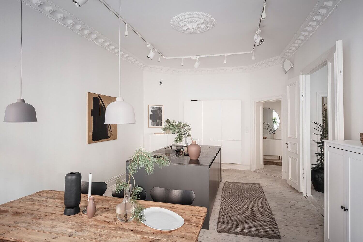 A White Scandinavian Apartment With A Sleek Dark Grey Kitchen 10 white scandinavian apartment grey kitchen nordroom9 A White Scandinavian Apartment With A Sleek Dark Grey Kitchen