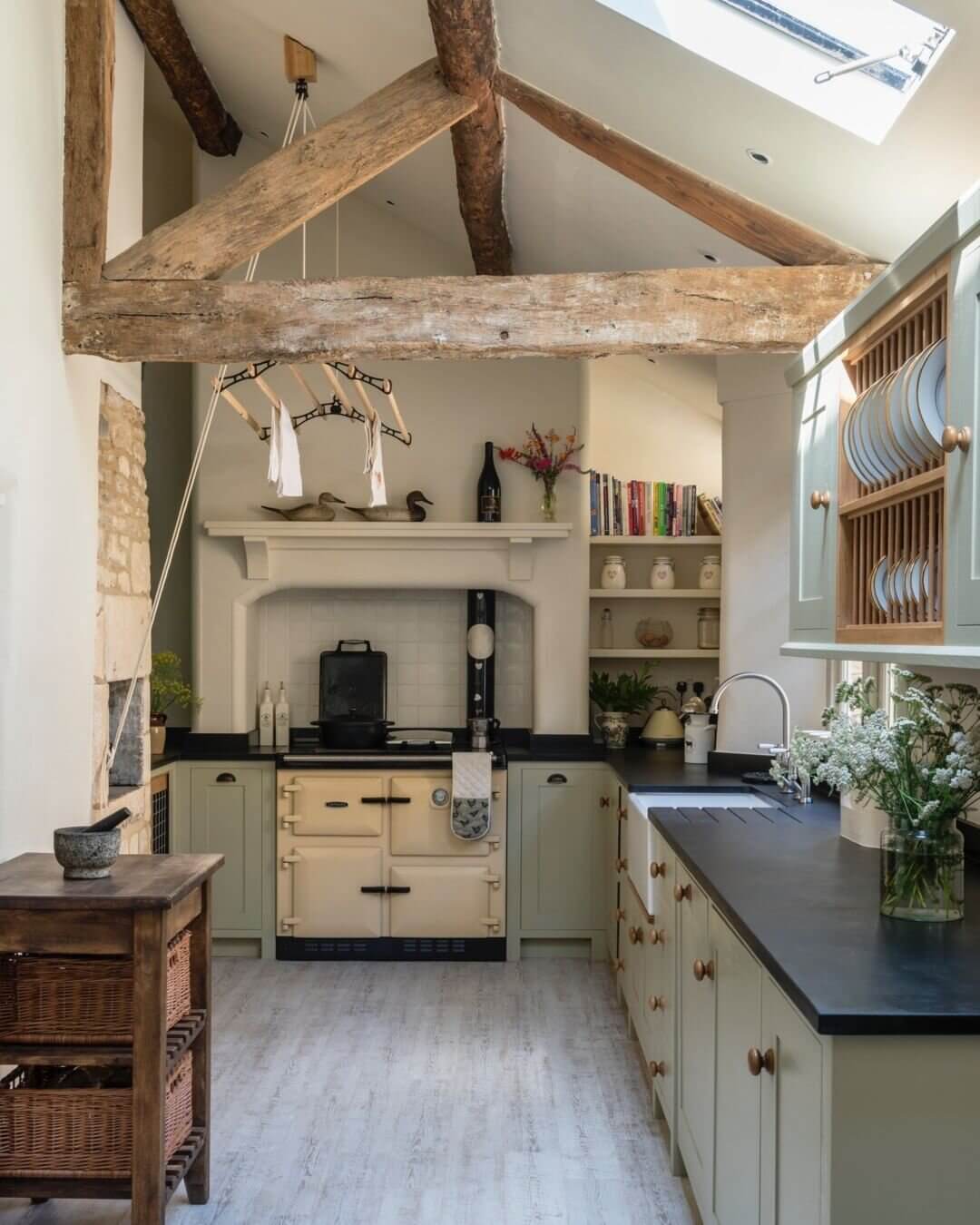 Beautiful Kitchens with Skylights That Add Light and Style 6 countrys-kitchens-exposeds-beams-skylights-nordroom