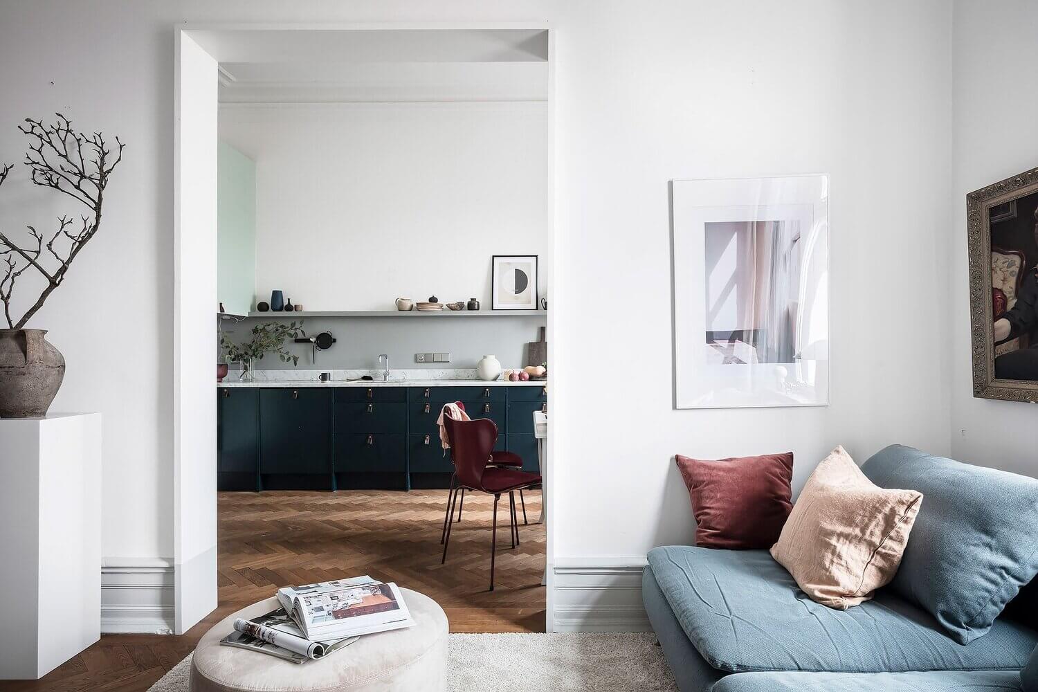 A Blue Kitchen and Multifunctional Bedroom in a Scandi Apartment 7 ABlueKitchenandMultifunctionalBedroominaScandiApartment TheNordroom5 A Blue Kitchen and Multifunctional Bedroom in a Scandi Apartment