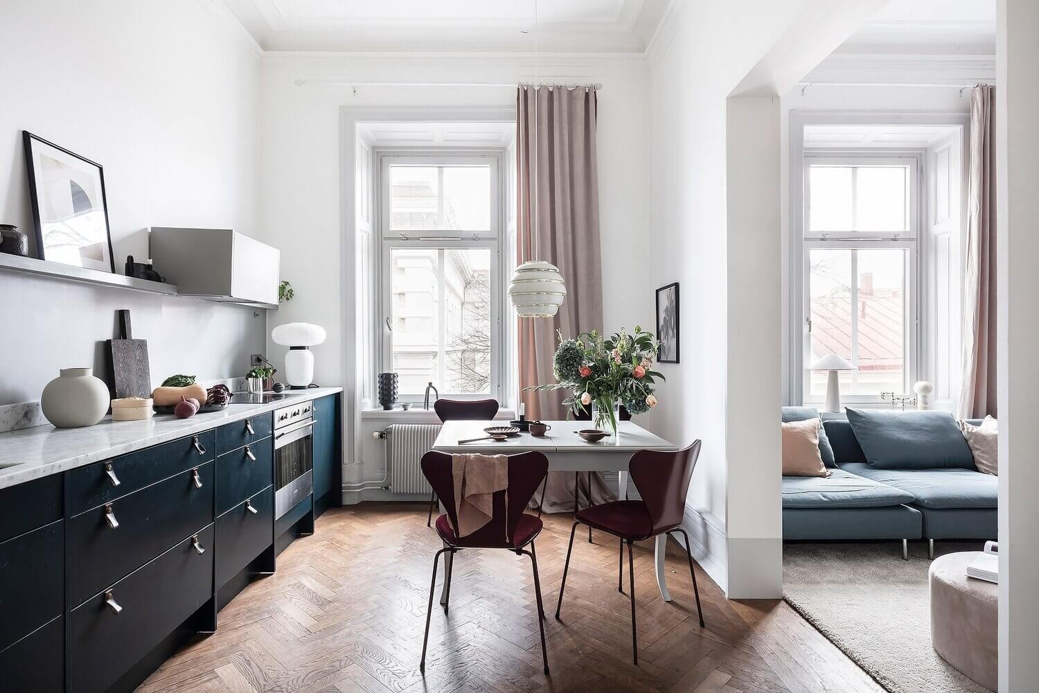 A Blue Kitchen and Multifunctional Bedroom in a Scandi Apartment 8 ABlueKitchenandMultifunctionalBedroominaScandiApartment TheNordroom6 A Blue Kitchen and Multifunctional Bedroom in a Scandi Apartment
