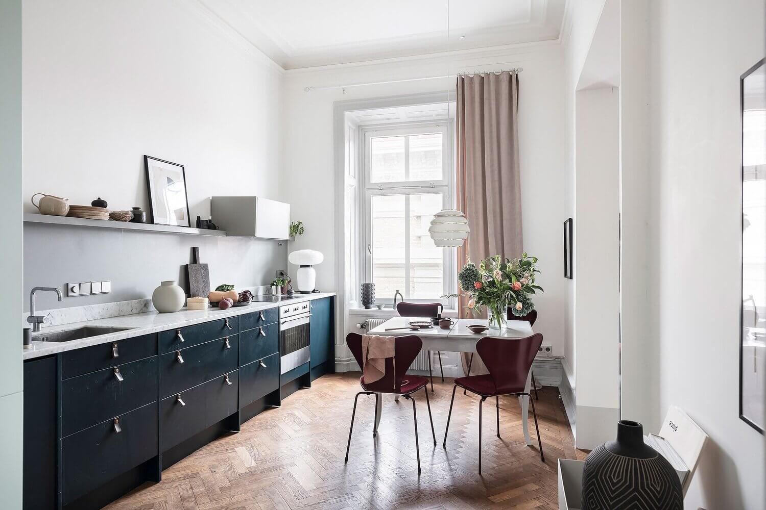 A Blue Kitchen and Multifunctional Bedroom in a Scandi Apartment 10 ABlueKitchenandMultifunctionalBedroominaScandiApartment TheNordroom8 A Blue Kitchen and Multifunctional Bedroom in a Scandi Apartment