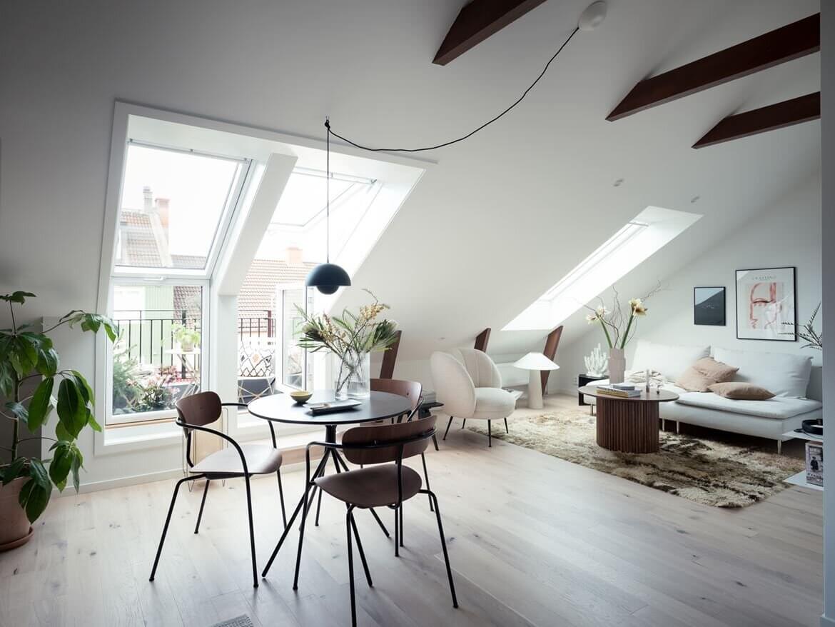 A Small Scandinavian Attic Loft with Exposed Beams 1 ASmallScandinavianAtticLoftwithExposedBeams TheNordroom A Small Scandinavian Attic Loft with Exposed Beams