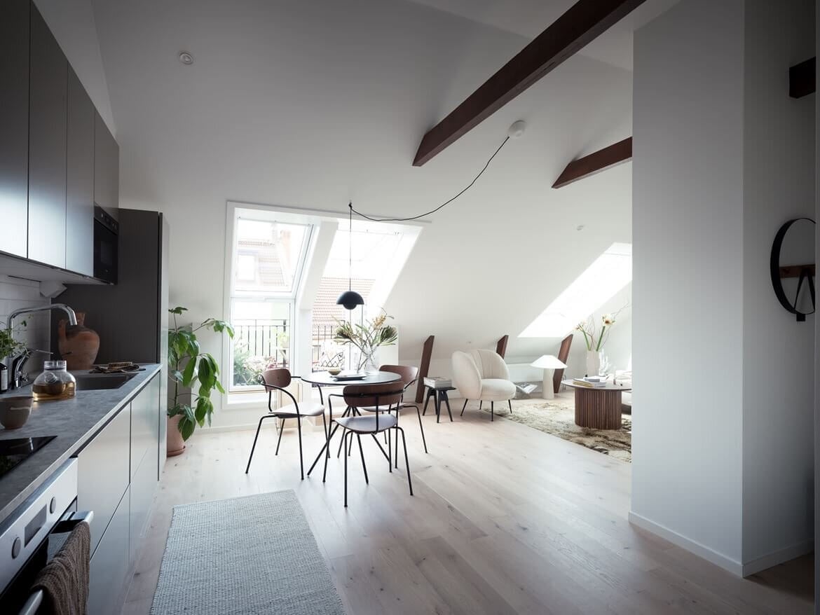 A Small Scandinavian Attic Loft with Exposed Beams 4 ASmallScandinavianAtticLoftwithExposedBeams TheNordroom3 A Small Scandinavian Attic Loft with Exposed Beams