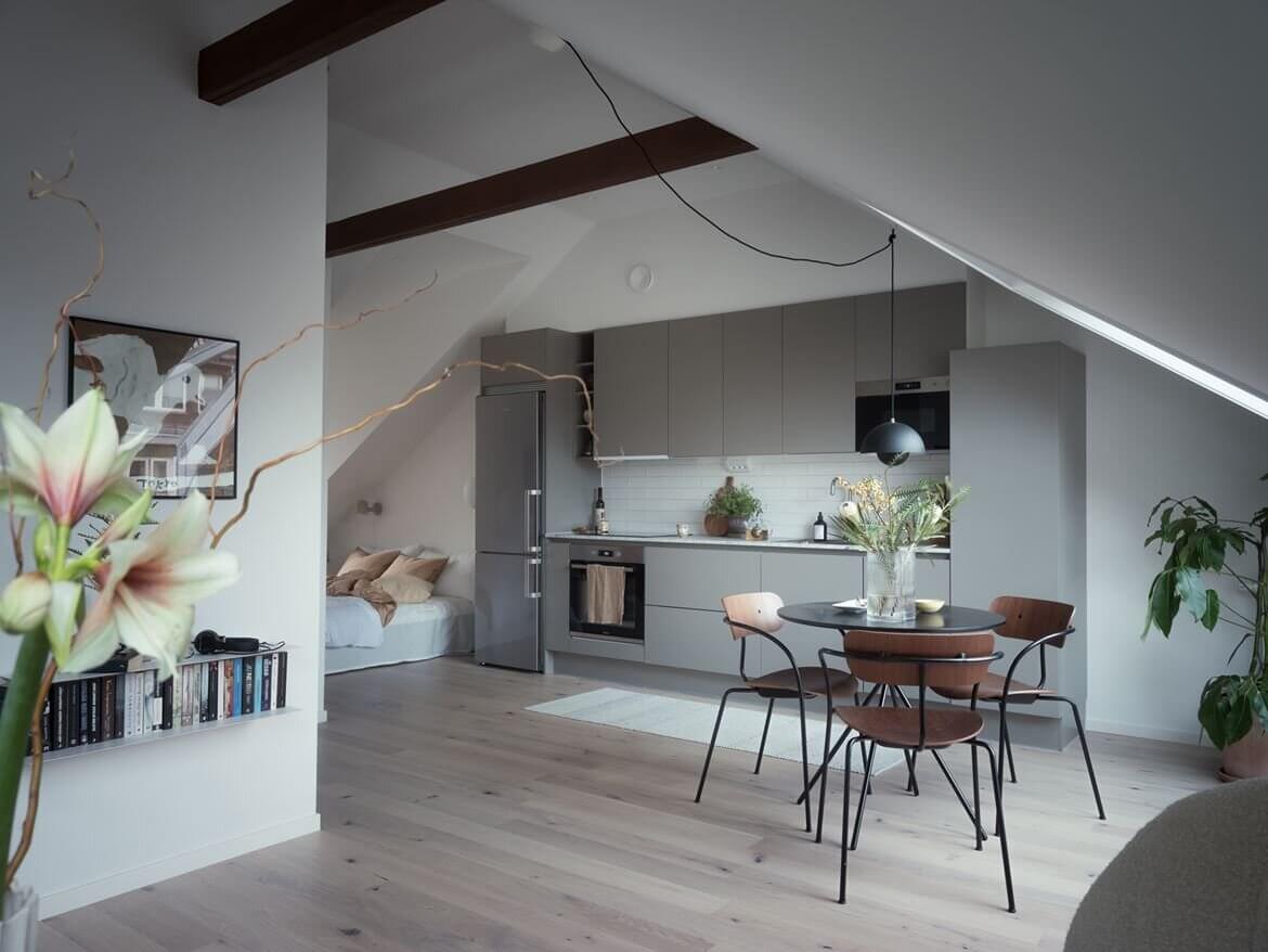 A Small Scandinavian Attic Loft with Exposed Beams 8 ASmallScandinavianAtticLoftwithExposedBeams TheNordroom7 A Small Scandinavian Attic Loft with Exposed Beams