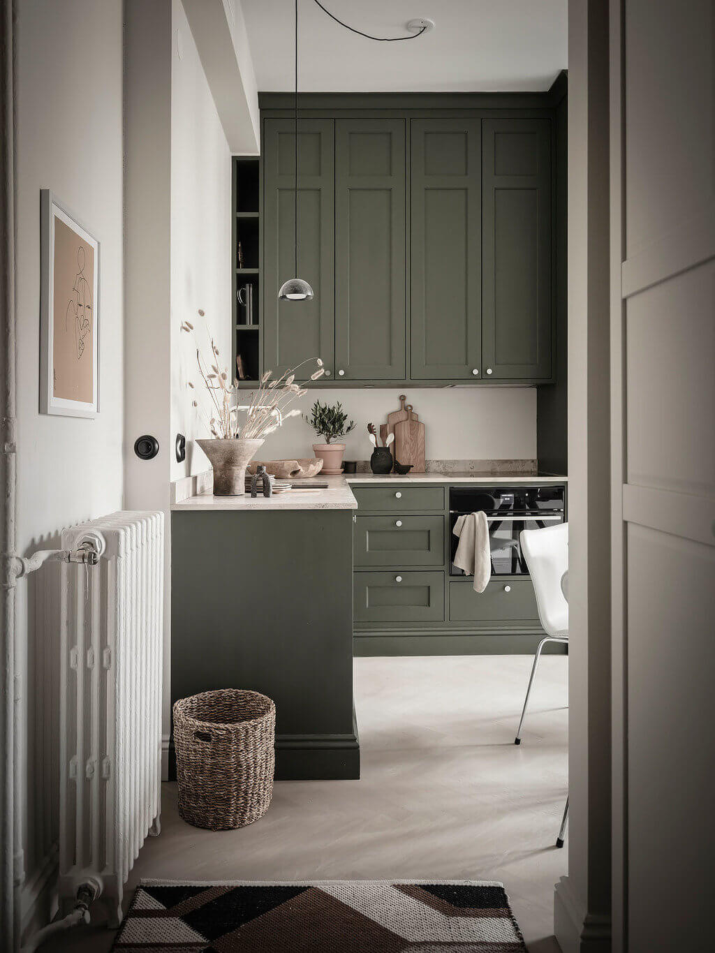 Best of 2021: Studio & Loft Apartments 13 green-kitchen-tiny-scandinaian-apartment-nordroom