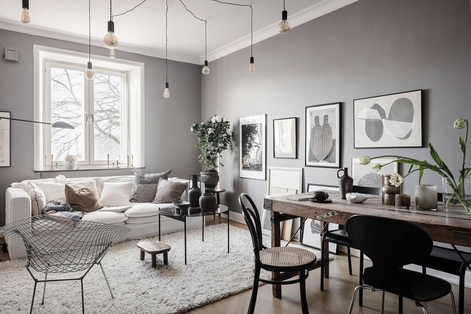A Lovely Scandinavian Apartment with An Art-Filled Living Room 2 scandinavian apartment gallery wall nordroom1 A Lovely Scandinavian Apartment with An Art-Filled Living Room