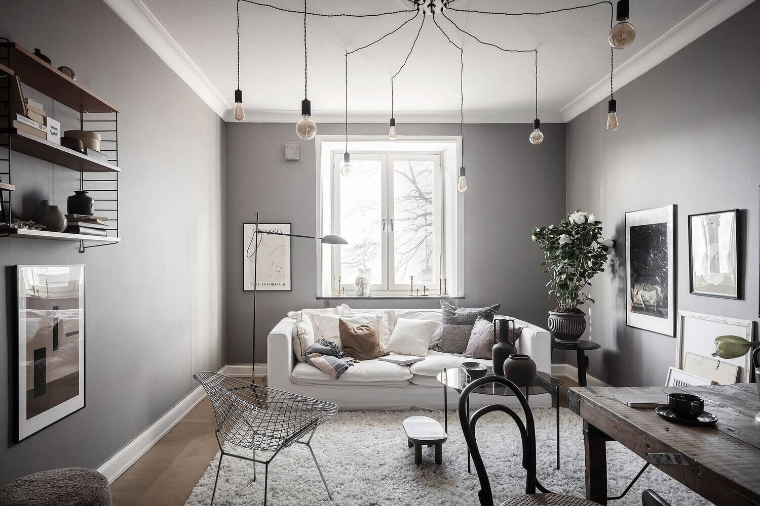 A Lovely Scandinavian Apartment with An Art-Filled Living Room 3 scandinavian apartment gallery wall nordroom2 A Lovely Scandinavian Apartment with An Art-Filled Living Room