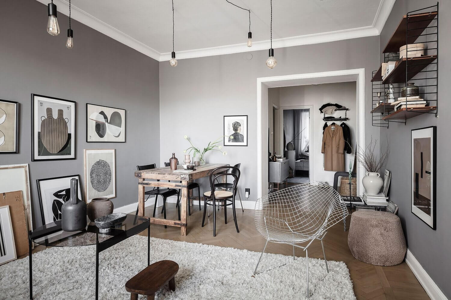 A Lovely Scandinavian Apartment with An Art-Filled Living Room 7 scandinavian apartment gallery wall nordroom7 A Lovely Scandinavian Apartment with An Art-Filled Living Room