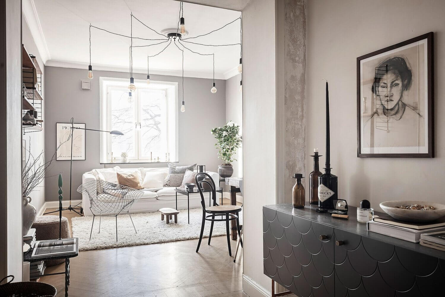 A Lovely Scandinavian Apartment with An Art-Filled Living Room 9 scandinavian apartment gallery wall nordroom9 A Lovely Scandinavian Apartment with An Art-Filled Living Room