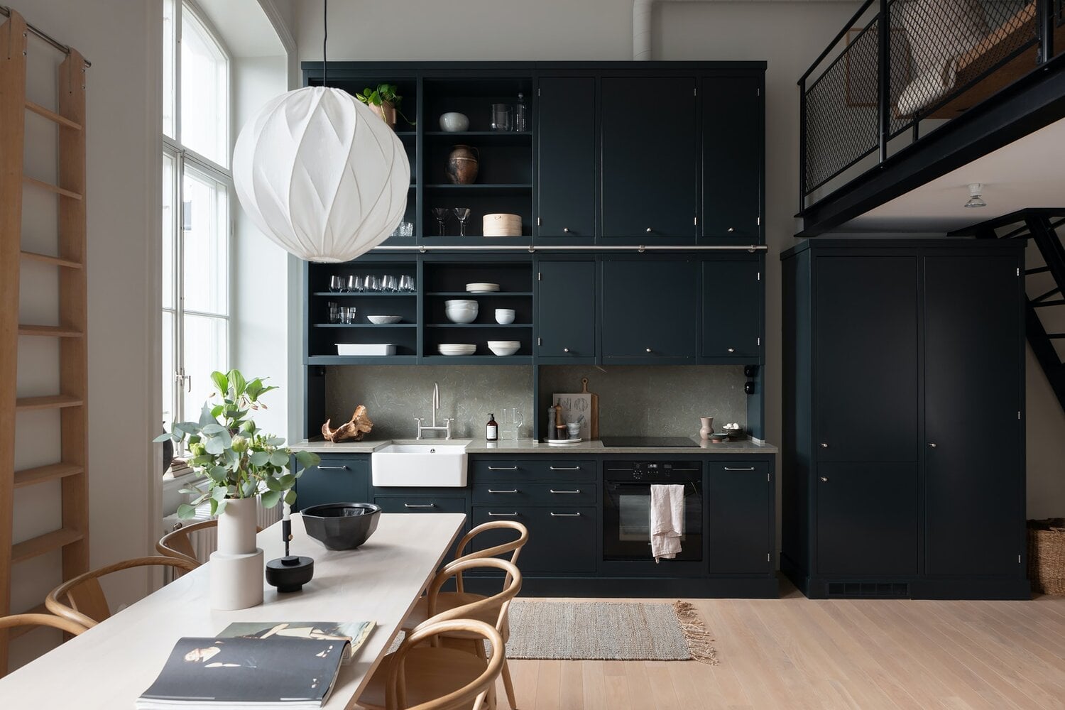A Scandinavian Loft Apartment with Dark Green Kitchen 16 AScandinavianLoftApartmentwithDarkGreenKitchen TheNordroom11 A Scandinavian Loft Apartment with Dark Green Kitchen