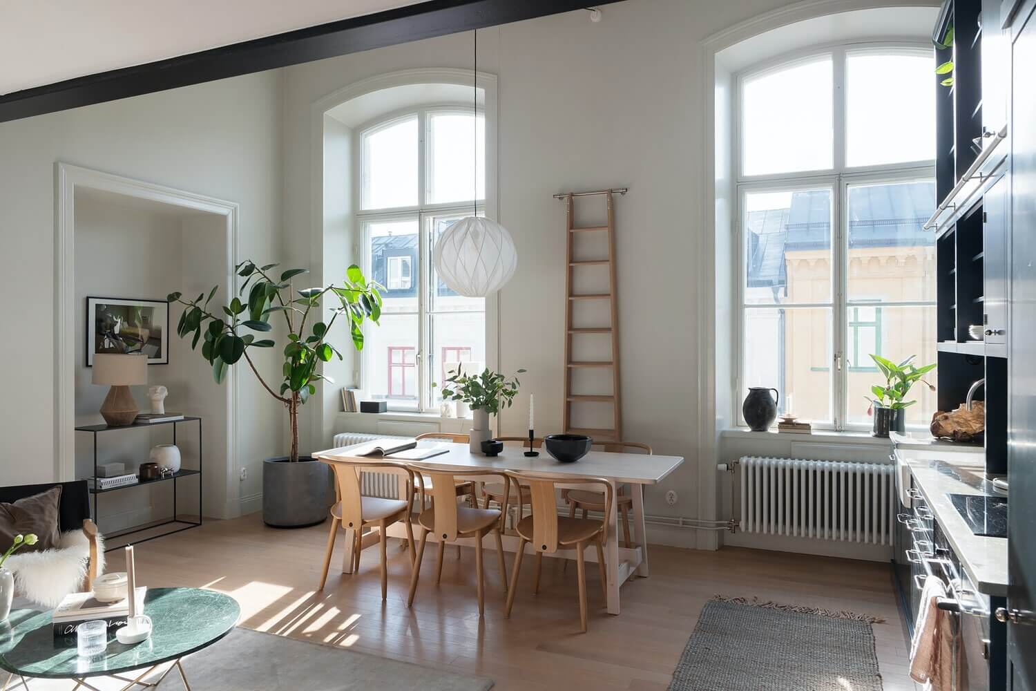 A Scandinavian Loft Apartment with Dark Green Kitchen 11 AScandinavianLoftApartmentwithDarkGreenKitchen TheNordroom2 A Scandinavian Loft Apartment with Dark Green Kitchen