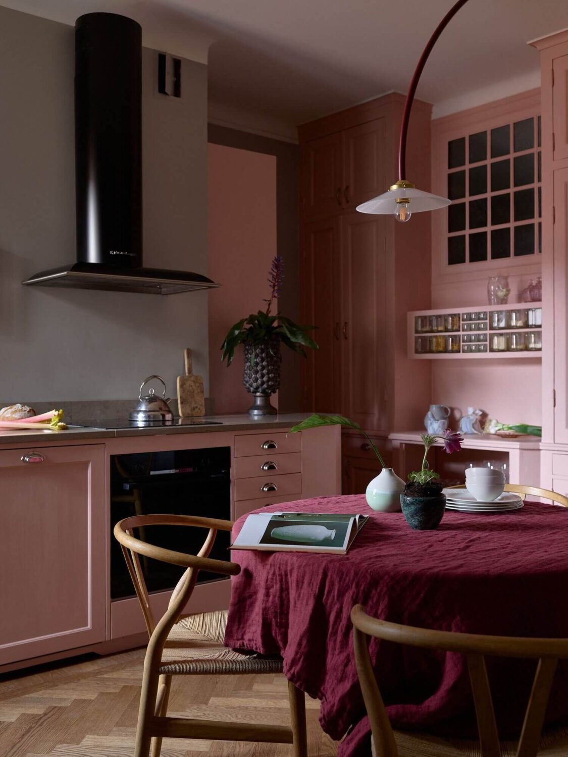 These Colorful Scandinavian Interiors Will Wow You 6 pink-kitchen-colorful-scandinavian-home-nordroom