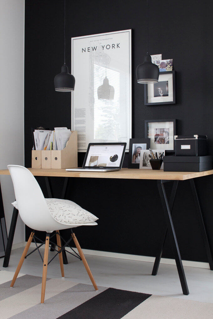 Paint it Black: Black Interior and Exterior Design Ideas 28 blackaccentwall thenordroom3 Paint it Black: Black Interior and Exterior Design Ideas