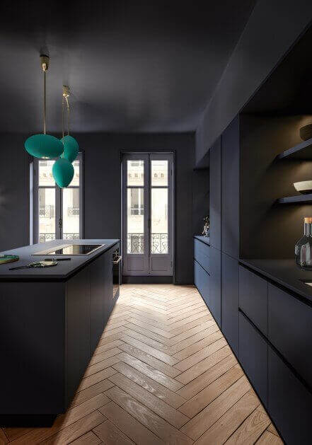Paint it Black: Black Interior and Exterior Design Ideas 36 cuisine bien rangee ambiance signature 2 Paint it Black: Black Interior and Exterior Design Ideas