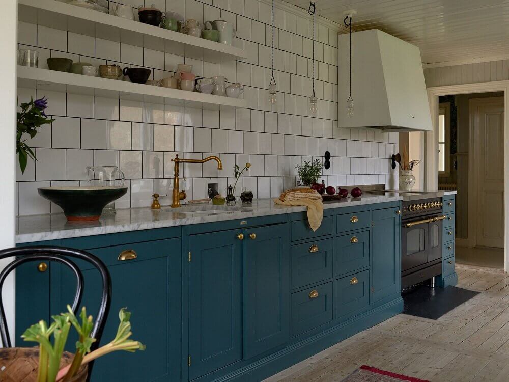An Idyllic Swedish House With Tower Room 3 blue kitchen idyllic swedish house tower room nordroom An Idyllic Swedish House With Tower Room