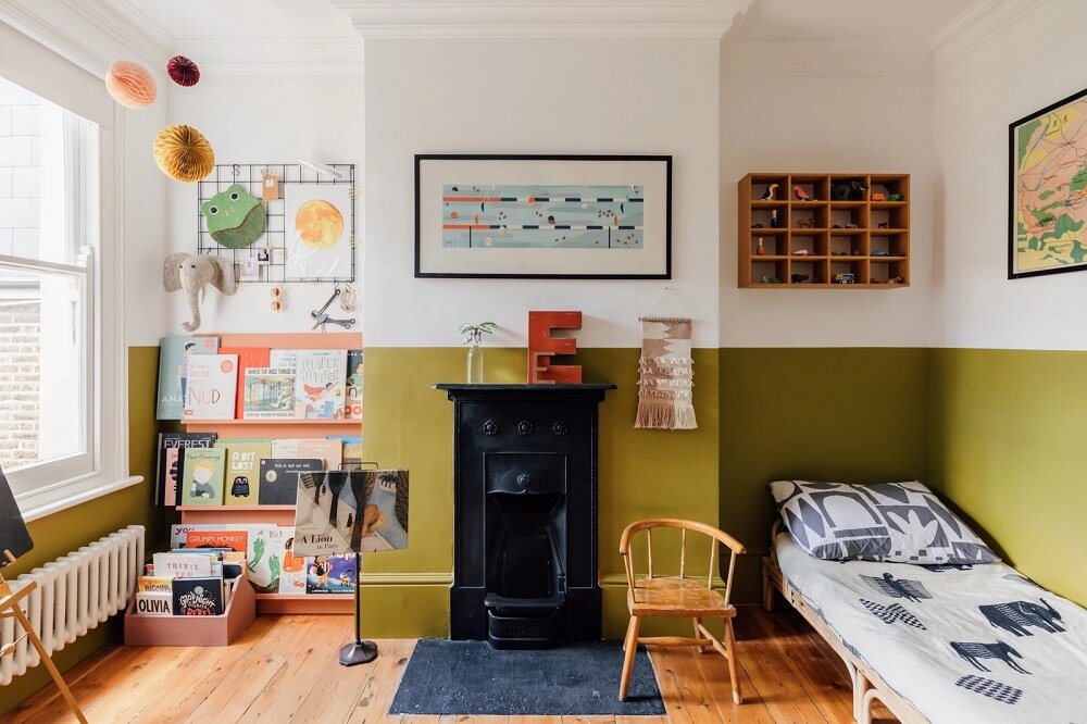 Two-Tone Walls Ideas: Create A Color Blocking Accent Wall 29 childrens-room-half-painted-wall-nordroom