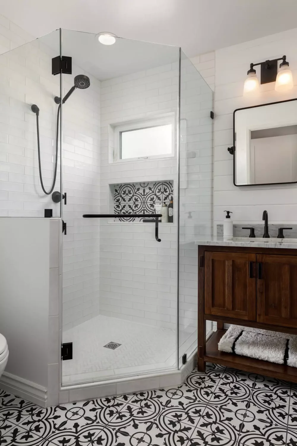 83 Small Bathroom Ideas & How To Make It Look Bigger 47 corner-shower-small-bathroom-nordroom