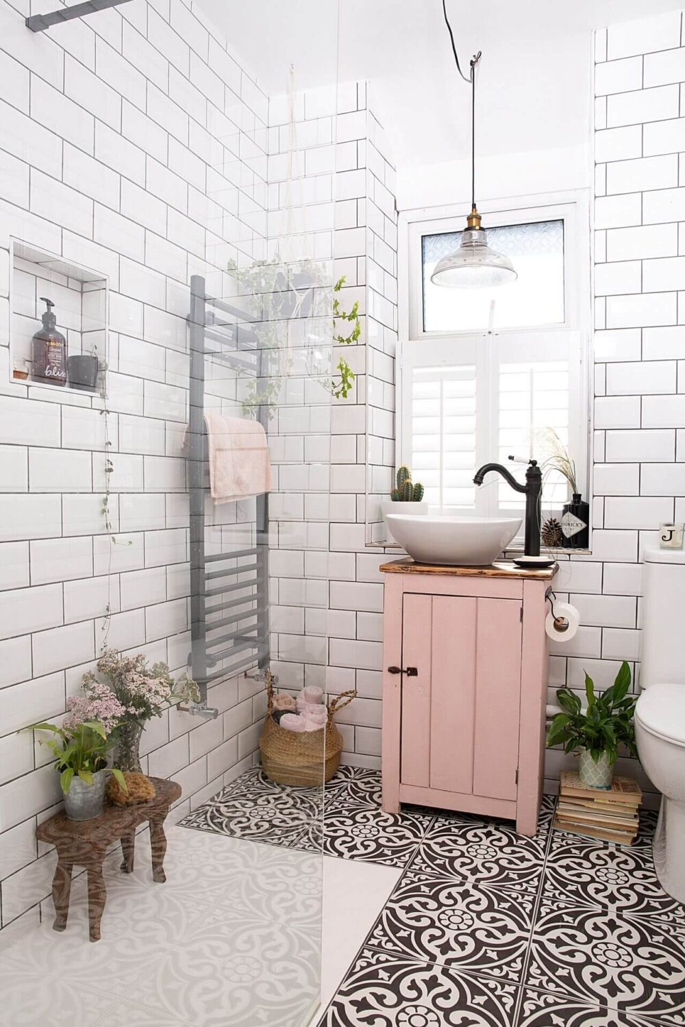 83 Small Bathroom Ideas & How To Make It Look Bigger 5 white-small-bathroom-pink-vanity-small-bathroom-design-ideas-nordroom