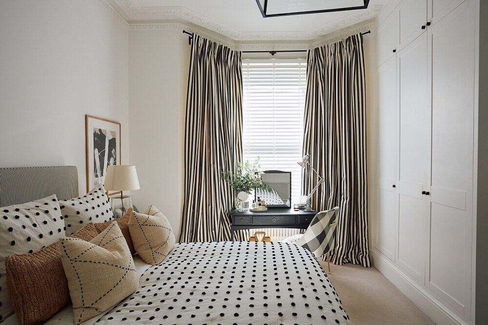 A Light-Filled Maisonette With Lovely Garden 13 light-bedroom-polkadot-bedding-nordroom