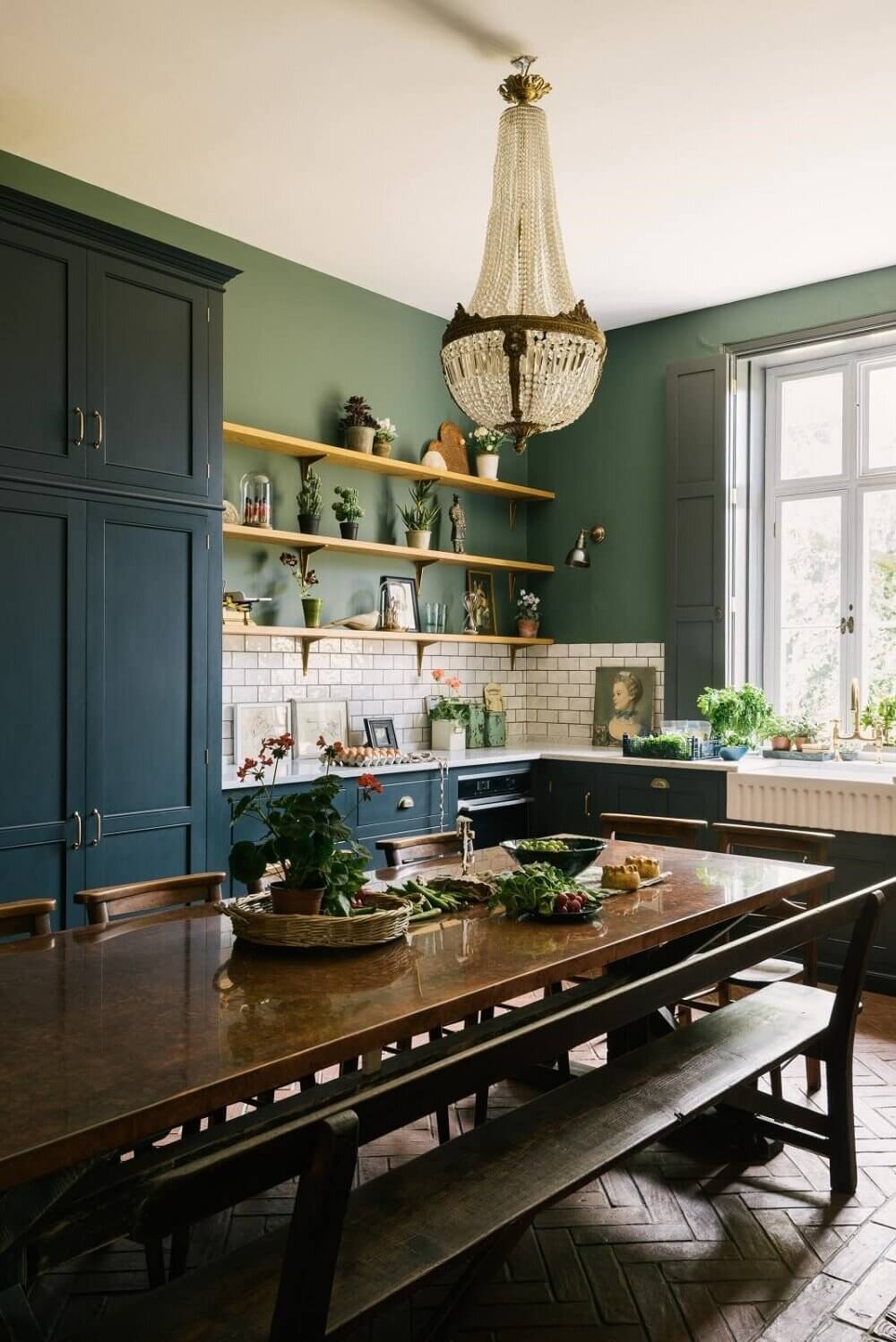 Green Kitchen Design Ideas That You'll Love 39 dark-blue-devol-kitchen-green-walls-nordroom
