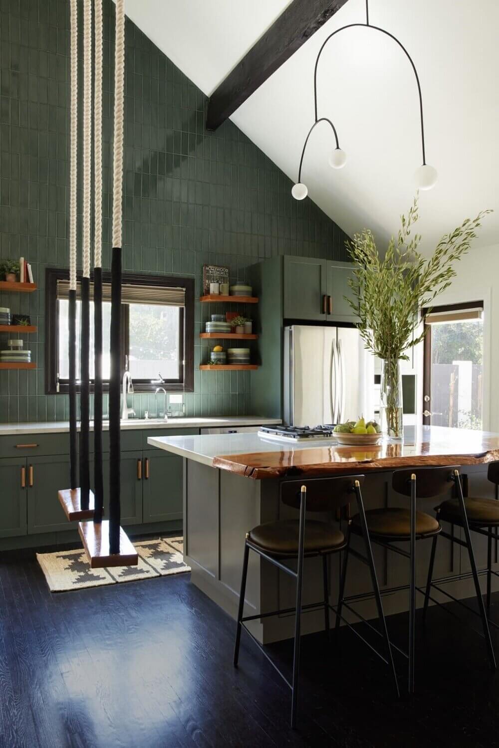 Green Kitchen Design Ideas That You'll Love 16 green-kitchen-cabinets-green-tiles-nordroom