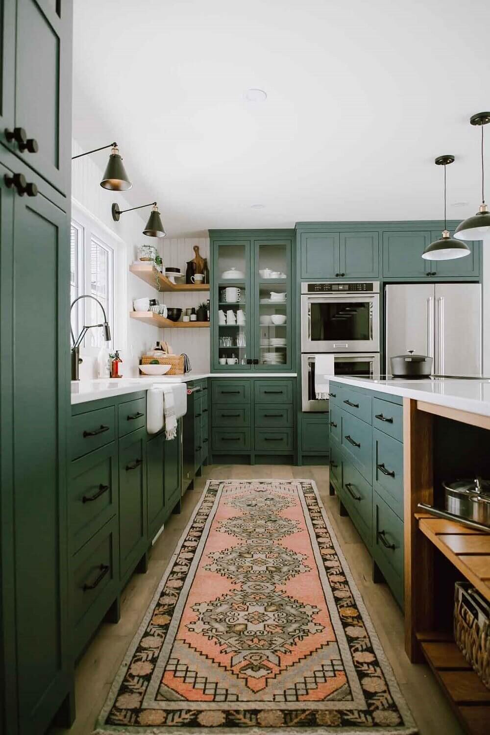 Green Kitchen Design Ideas That You'll Love 4 green-kitchen-cabinets-rug-nordroom