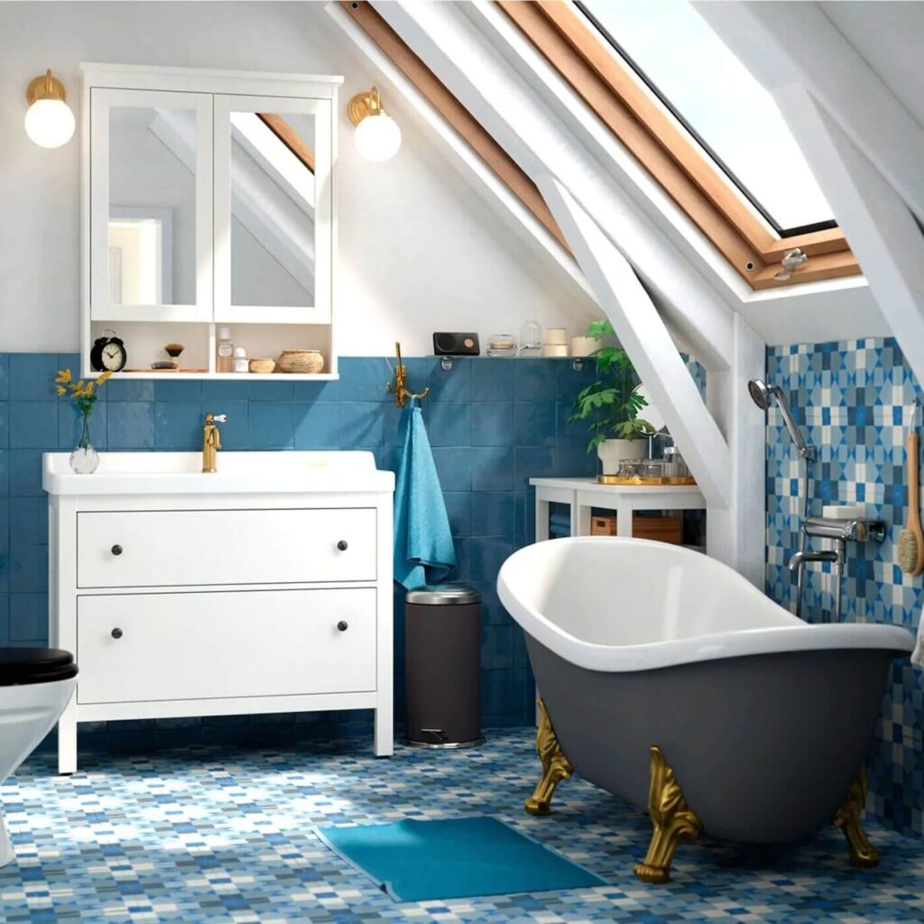 Inspiring Bathrooms With Geometric Tiles 27 blue-ikea-bathroom-ikea-catalog-2022