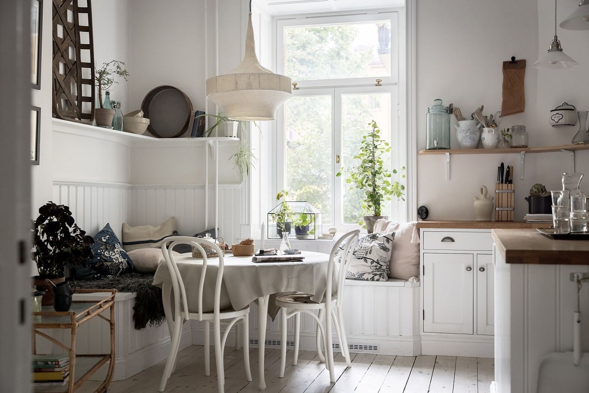 A Bright and Natural Scandinavian Apartment 12 white-kitchen-window-seat-bright-natural-scandinavian-apartment-period-details-nordroom