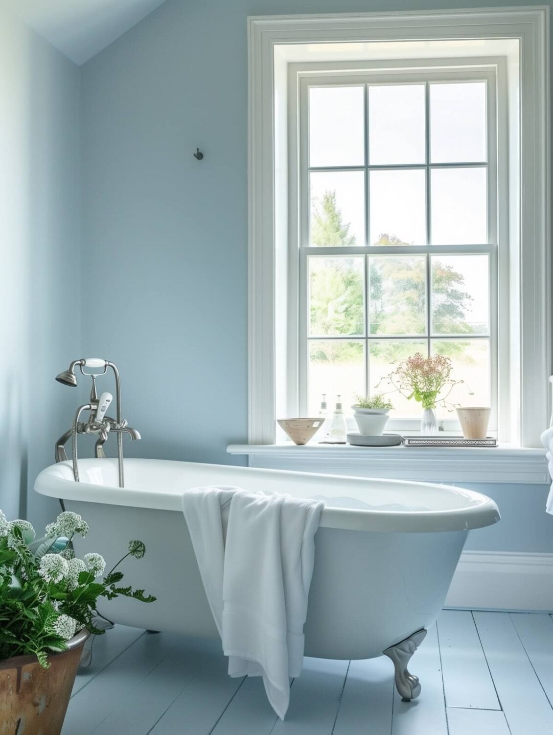 These Paint Colors Increase The Value of Your Home 2 light blue bathroom with freestanding bath nordroom