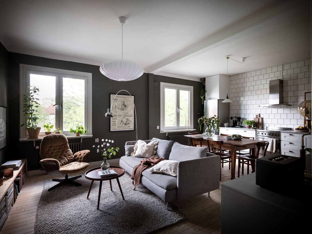 A Moody Green Living Room in a Scandi Apartment 1 moody-green-living-room-scandinavian-apartment-nordroom