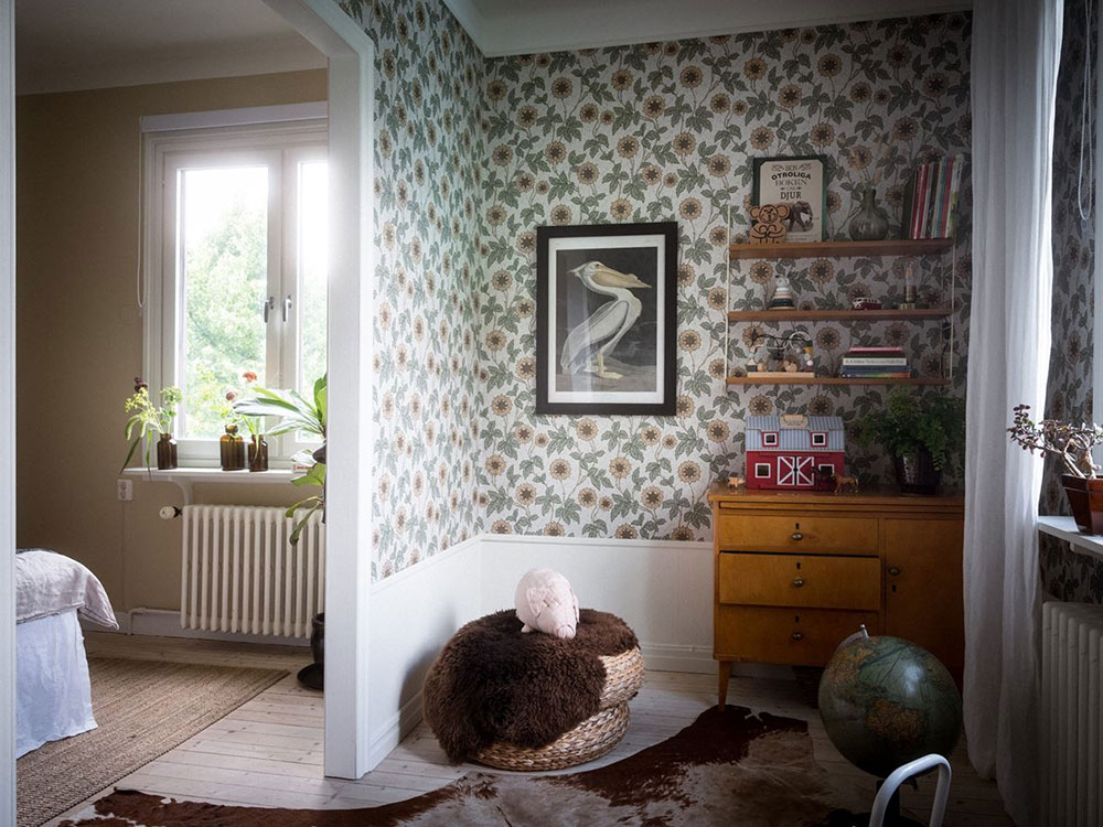A Moody Green Living Room in a Scandi Apartment 12 childrens-room-wallpaper-vintage-decor-scandinavian-apartment-nordroom