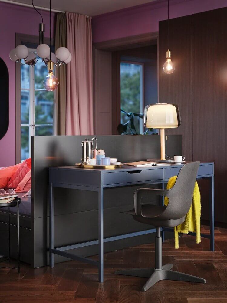 How To Design A Stylish Bedroom Home Office 20 purple-ikea-bedroom-ikea-catalog-2022-nordroom