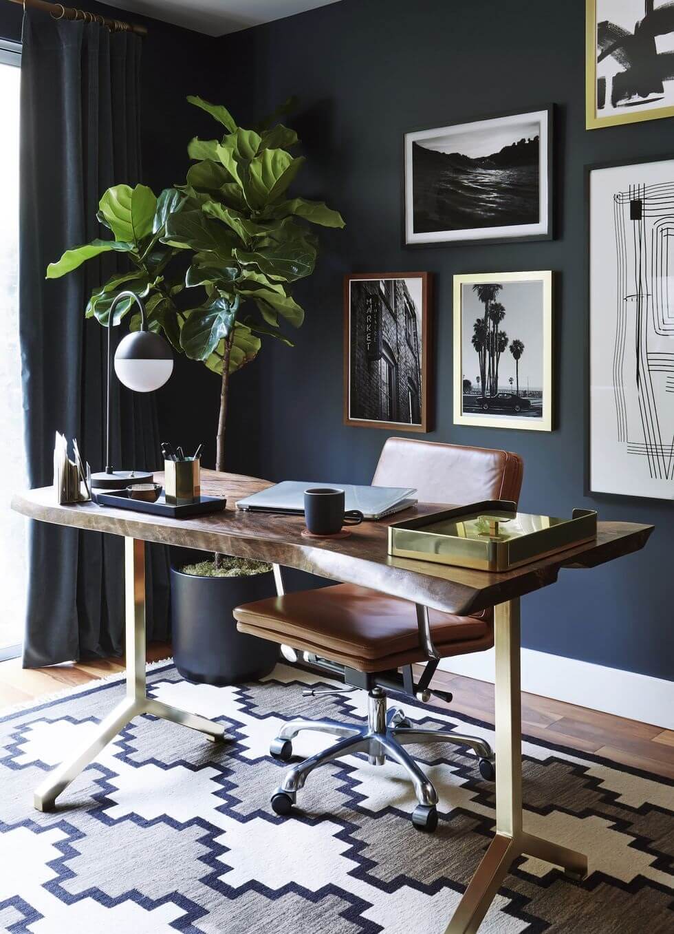 Home Decor Color Trends 2022: Natural Hues with Bright Pops 33 dulux-color-forecast-2022-dark-blue-gold-office-nordroom