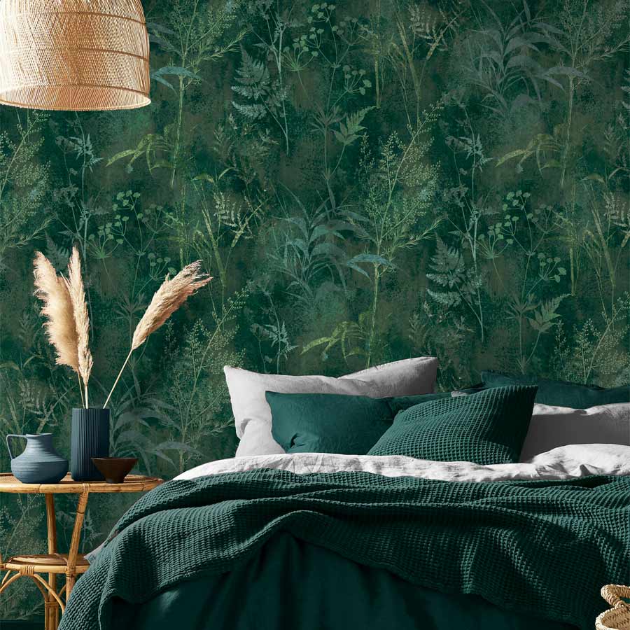 Home Decor Color Trends 2022: Natural Hues with Bright Pops 69 graham-brown-wallpaper-of-the-year-2022-restore-emerald-nordroom