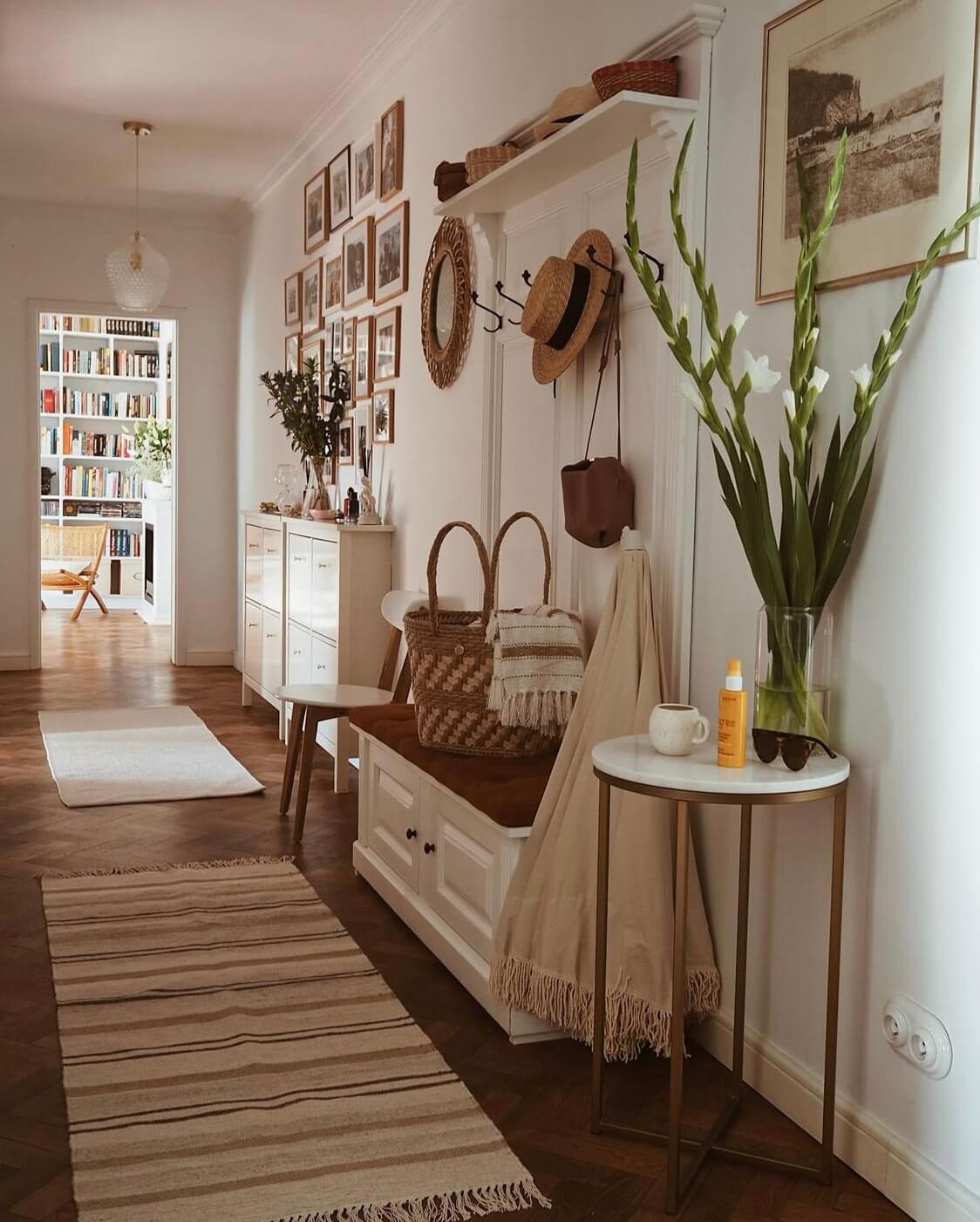 A Warm Scandinavian-Inspired Home in Poland 25 hallway-bench-runner-warm-apartment-poland-nordroom