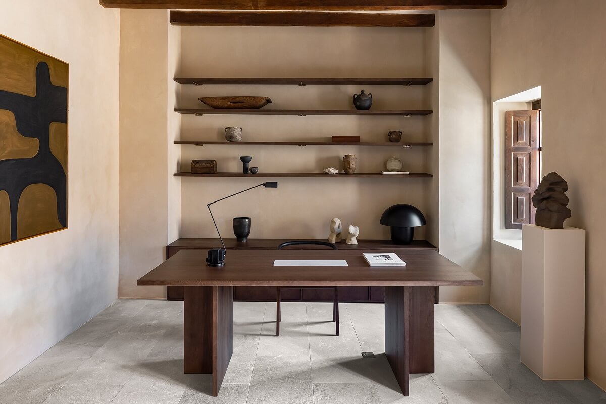 A Renovated Historic Townhouse on Mallorca 9 home-office-shelves-durietz-design-majorca-nordoom