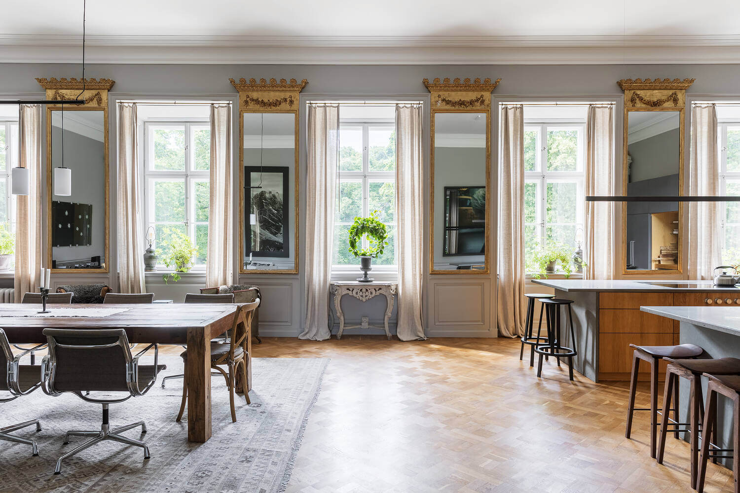 A Stylish Gray Apartment in a Swedish Castle 11 kitchen-dining-castle-conversion-nordroom