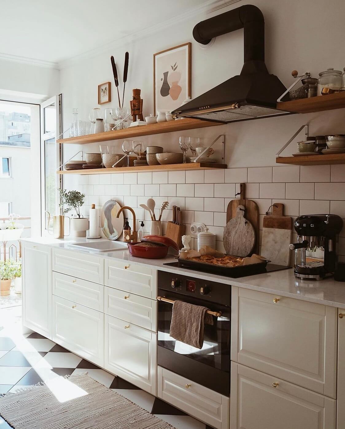 A Warm Scandinavian-Inspired Home in Poland 9 light-kitchen-open-shelves-nordroom